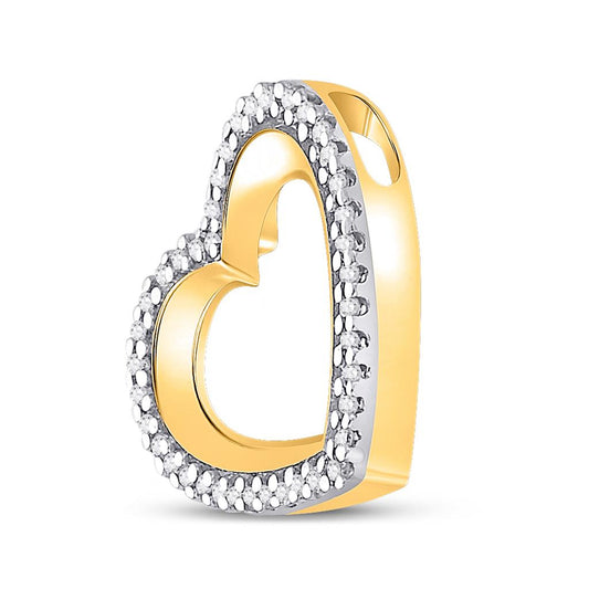 10k Yellow Gold Round Diamond Heart Pendant 1/8 Cttw