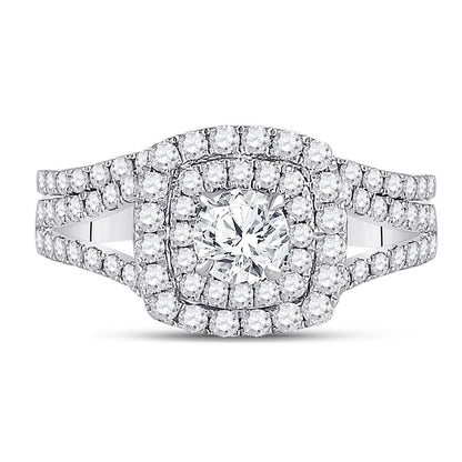 14k White Gold Round Diamond Bridal Wedding Ring Set 1-5/8 Cttw