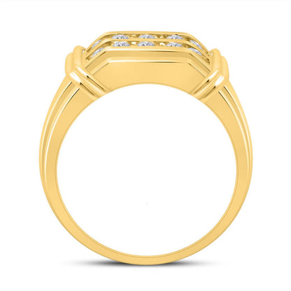 10k Yellow Gold Round Diamond Double Row Band Ring 3/8 Cttw