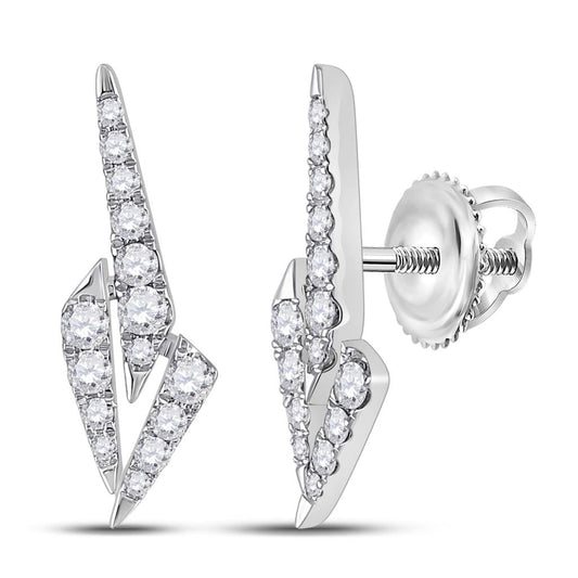 14k White Gold Round Diamond Fashion Earrings 1/2 Cttw