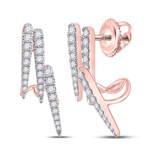 14k Rose Gold Round Diamond Fashion Earrings 5/8 Cttw