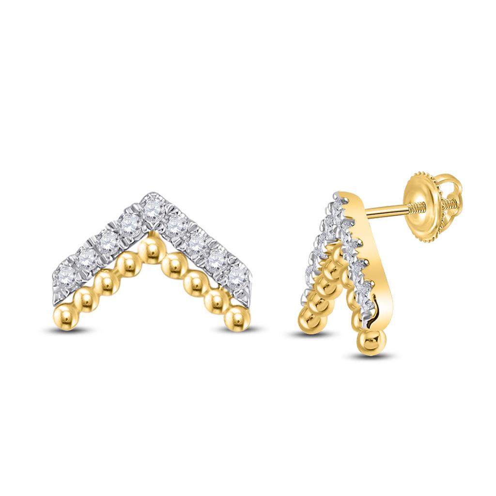 14k Yellow Gold Round Diamond Fashion Earrings 1/5 Cttw