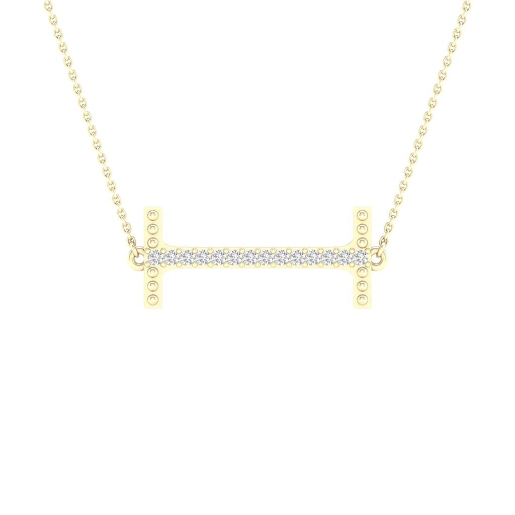 10k Yellow Gold Round Diamond Initial I Letter Necklace 1/20 Cttw