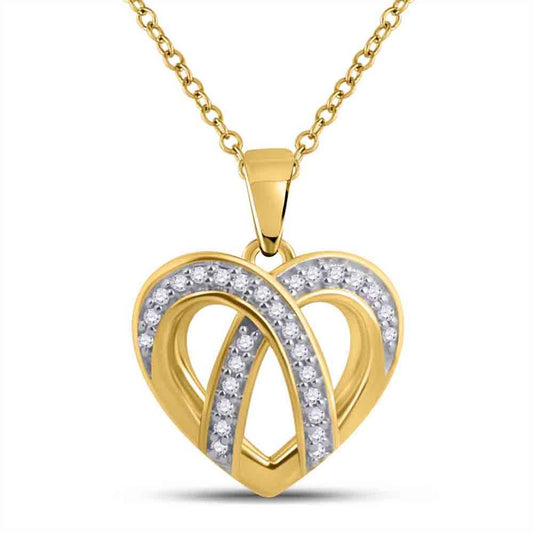 10k Yellow Gold Round Diamond Heart Pendant 1/10 Cttw