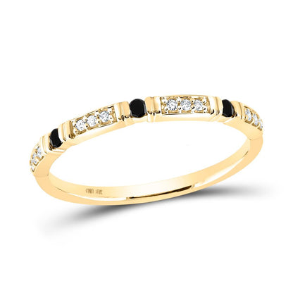 10k Yellow Gold Round Black Diamond Band Ring 1/10 Cttw