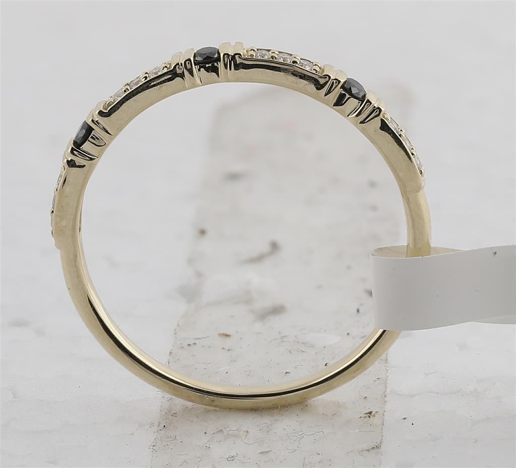 10k Yellow Gold Round Black Diamond Band Ring 1/10 Cttw