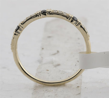10k Yellow Gold Round Black Diamond Band Ring 1/10 Cttw