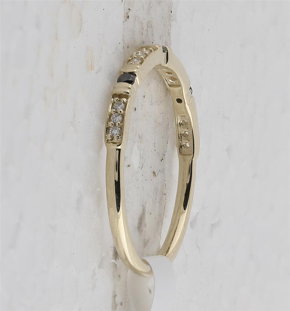 10k Yellow Gold Round Black Diamond Band Ring 1/10 Cttw