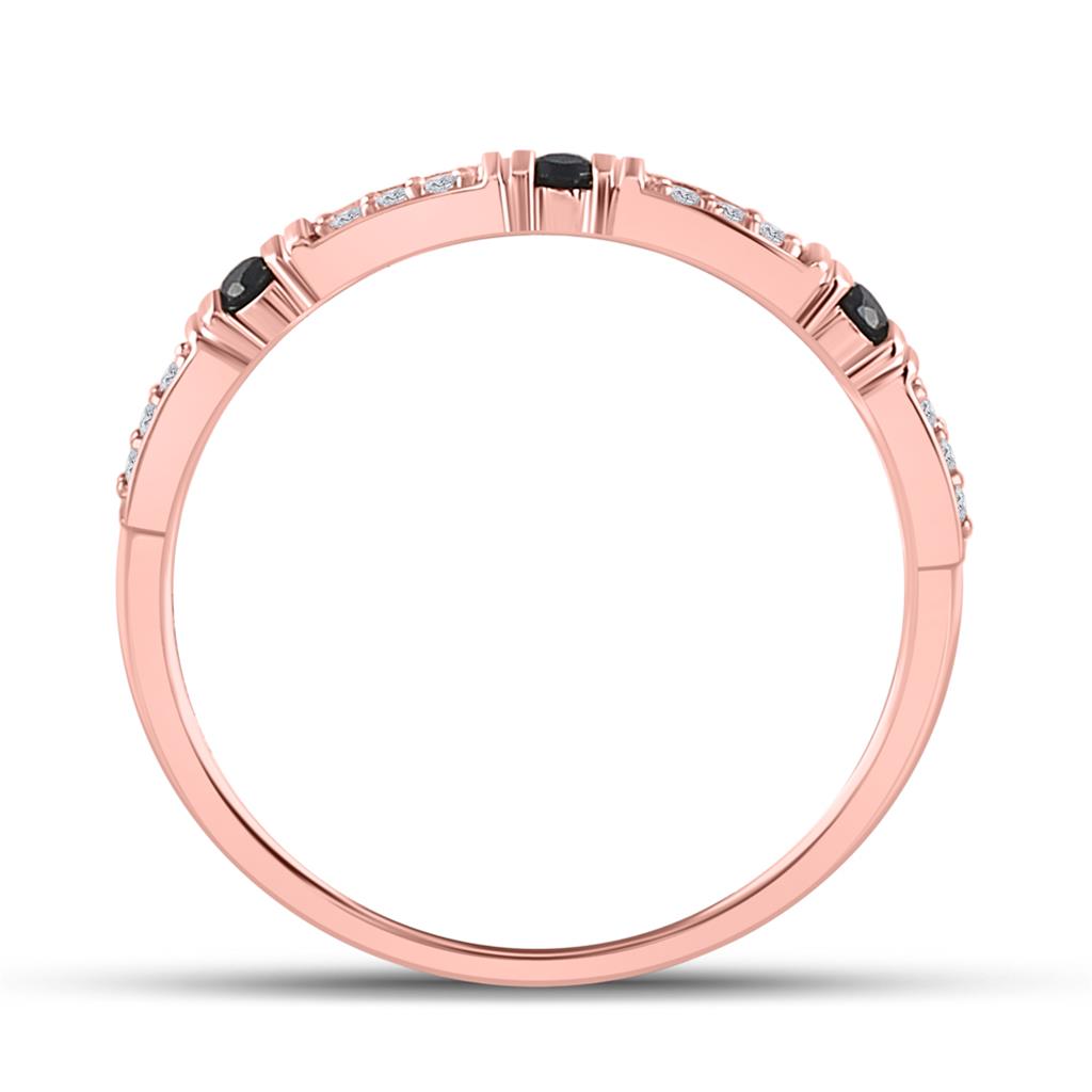 10k Rose Gold Round Black Diamond Band Ring 1/10 Cttw