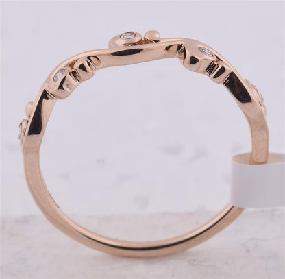 10k Rose Gold Round Diamond Band Ring 1/20 Cttw