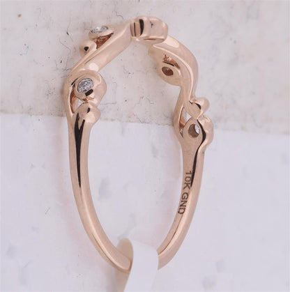 10k Rose Gold Round Diamond Band Ring 1/20 Cttw