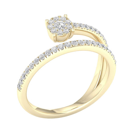 10k Yellow Gold Round Diamond Spiral Band Ring 1/3 Cttw