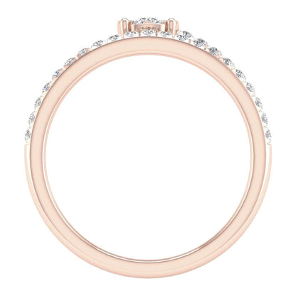 10k Rose Gold Round Diamond Spiral Band Ring 1/3 Cttw