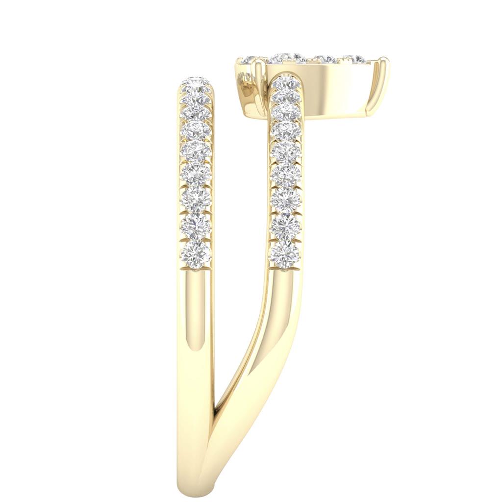 10k Yellow Gold Round Diamond Pear Teardrop Spiral Band Ring 1/3 Cttw