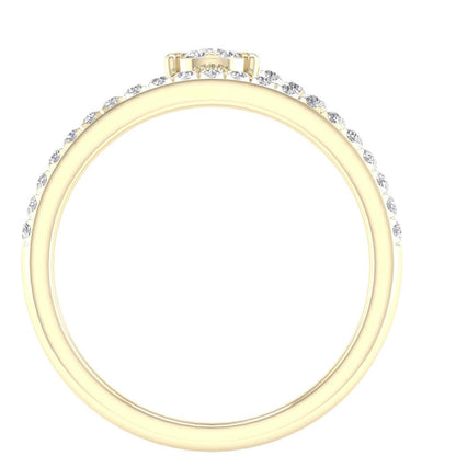 10k Yellow Gold Round Diamond Pear Teardrop Spiral Band Ring 1/3 Cttw