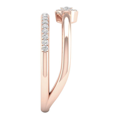 14k Rose Gold Pear Diamond Spiral Teardrop Band Ring 1/4 Cttw