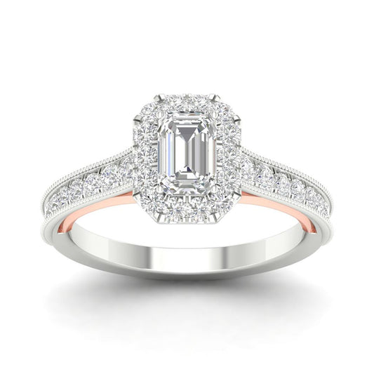 14k White Gold Emerald Diamond Solitaire Bridal Engagement Ring 1 Cttw (Certified)