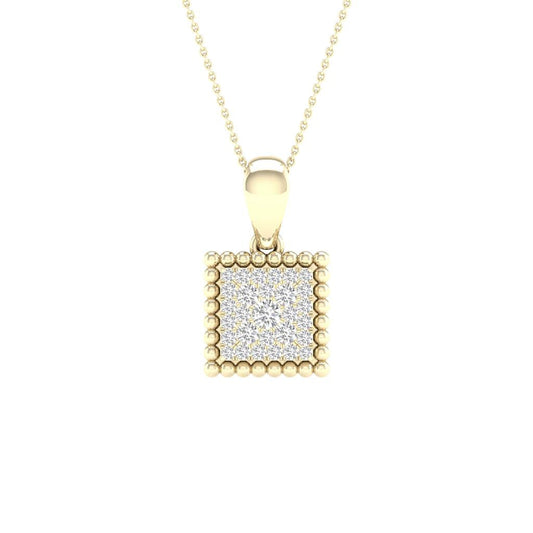 10k Yellow Gold Round Diamond Square Pendant 1/8 Cttw