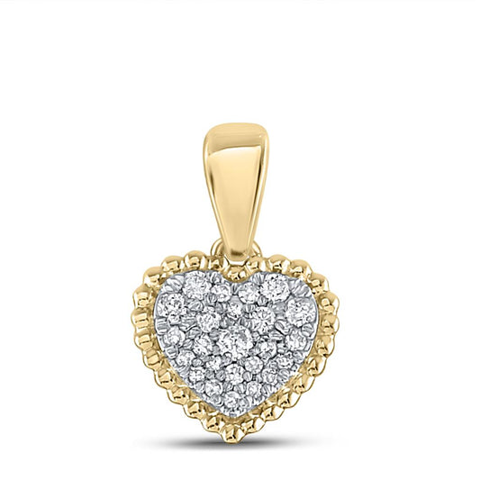 10k Yellow Gold Round Diamond Heart Pendant 1/8 Cttw