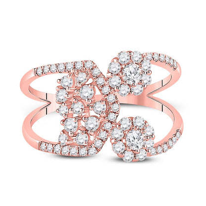 14k Rose Gold Round Diamond Modern Negative Space Band Ring 3/4 Cttw