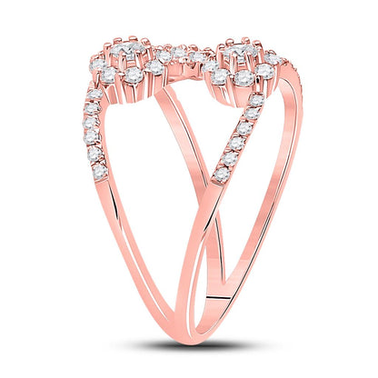 14k Rose Gold Round Diamond Modern Negative Space Band Ring 3/4 Cttw