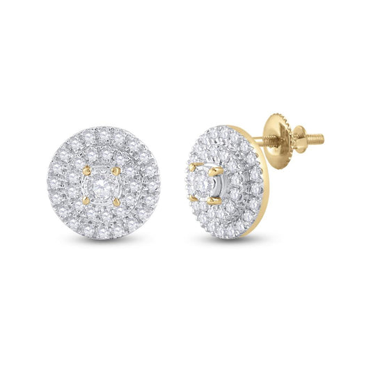 10k Yellow Gold Round Diamond Circle Earrings 1/4 Cttw