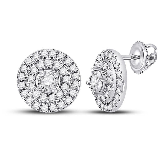 14k White Gold Round Diamond Circle Earrings 1/4 Cttw