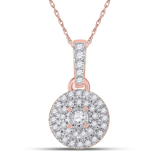 10k Rose Gold Round Diamond Circle Pendant 1/6 Cttw