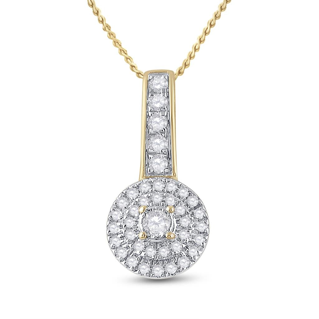 10k Yellow Gold Round Diamond Circle Pendant 1/5 Cttw