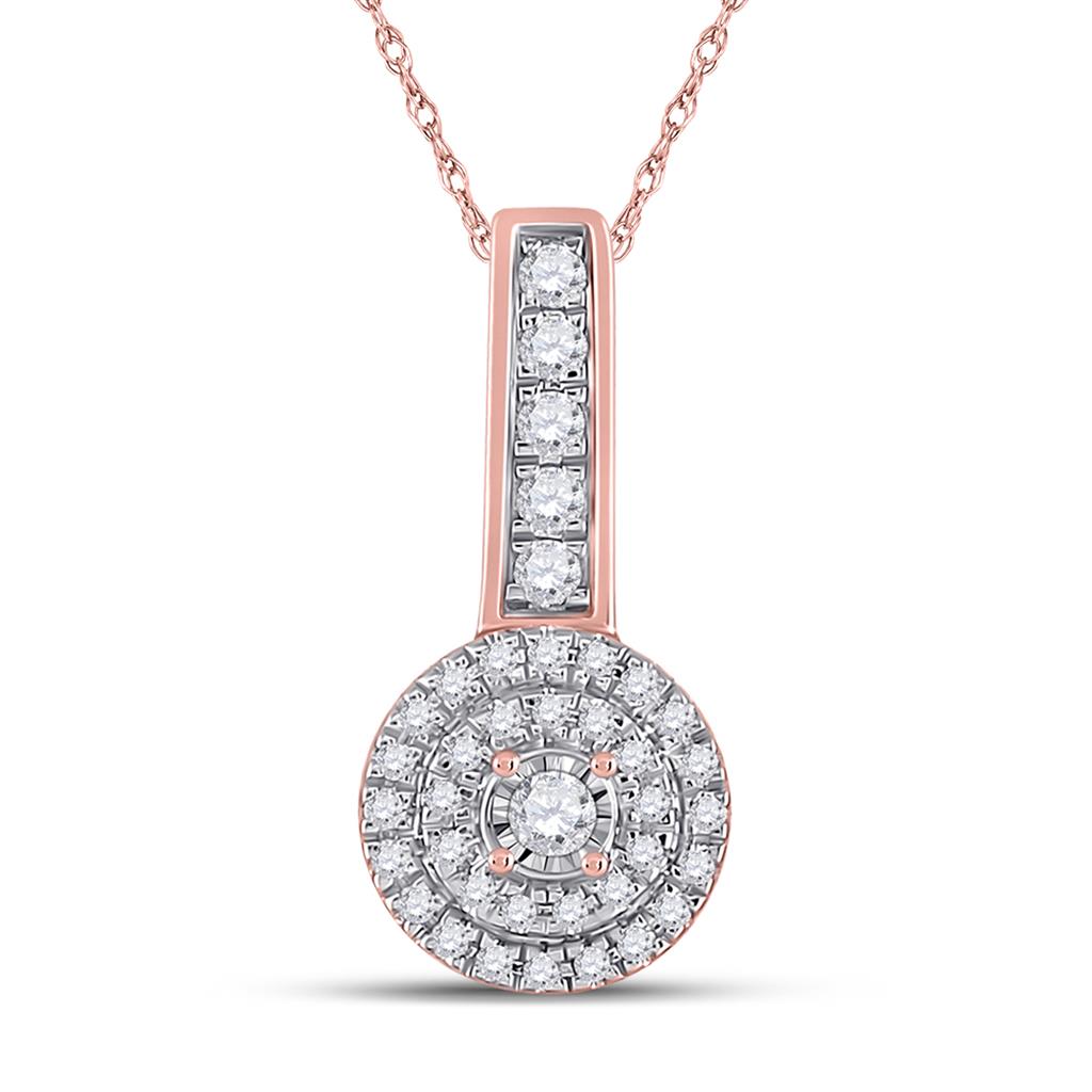 10k Rose Gold Round Diamond Circle Pendant 1/5 Cttw