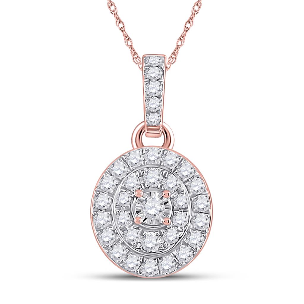 10k Rose Gold Round Diamond Fashion Pendant 1/3 Cttw