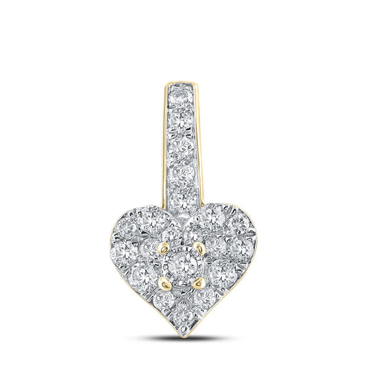 10k Yellow Gold Round Diamond Heart Pendant 1/3 Cttw