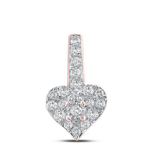 10k Rose Gold Round Diamond Heart Pendant 1/3 Cttw