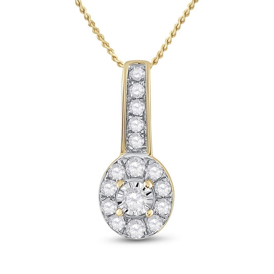 10k Yellow Gold Round Diamond Oval Pendant 1/4 Cttw