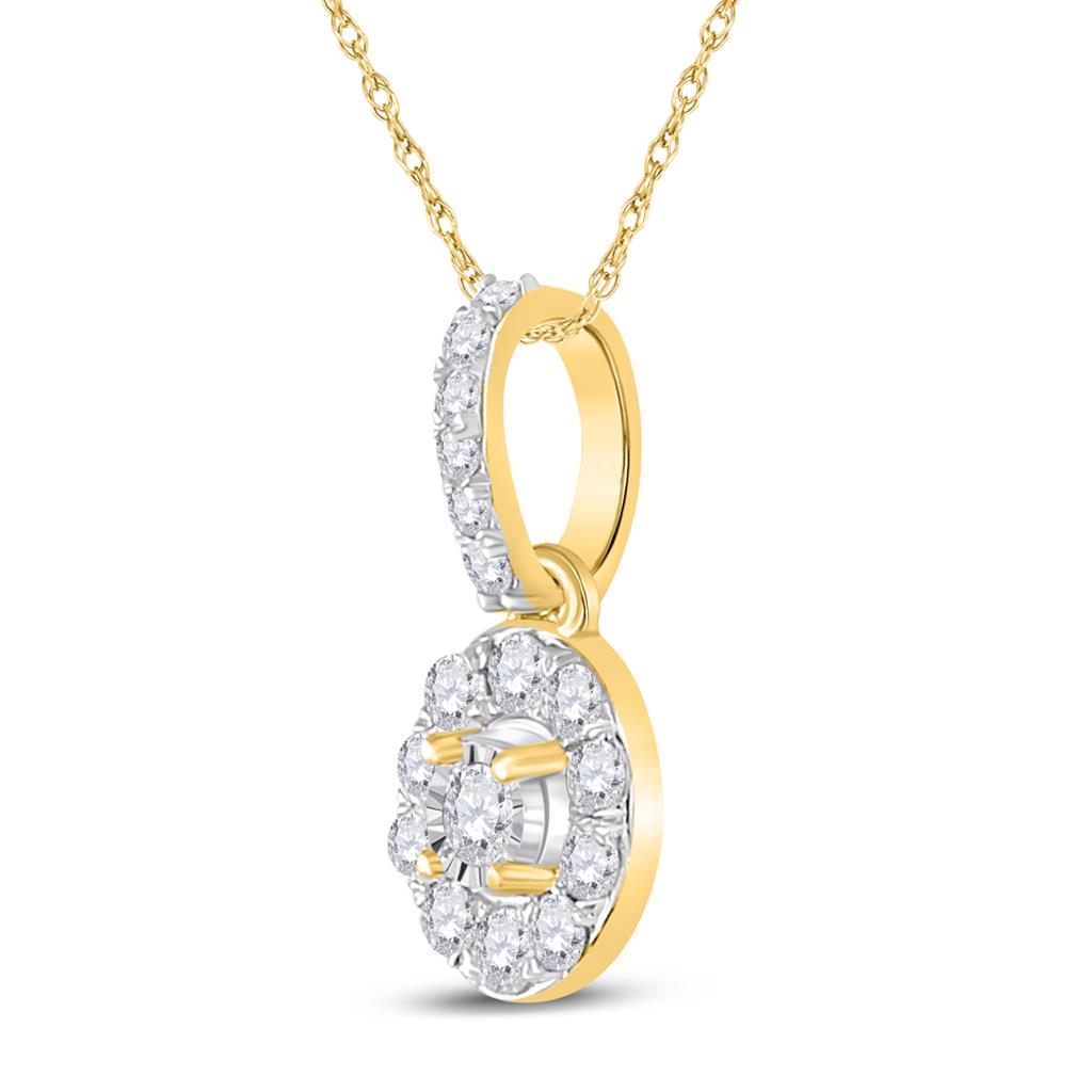 10k Yellow Gold Round Diamond Oval Pendant 1/5 Cttw