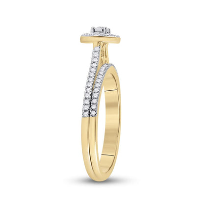 10k Yellow Gold Round Diamond Oval Bridal Wedding Ring Set 1/3 Cttw