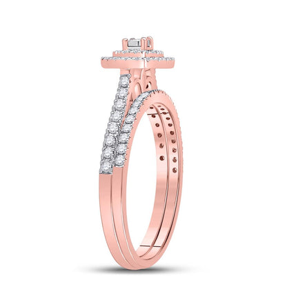 10k Rose Gold Round Diamond Bridal Wedding Ring Set 1/3 Cttw
