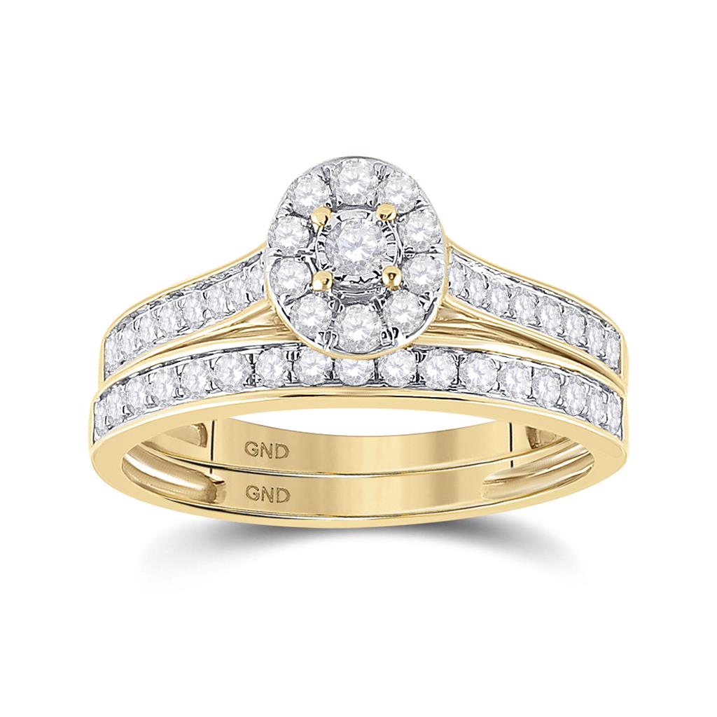 10k Yellow Gold Round Diamond Bridal Wedding Ring Set 1/2 Cttw