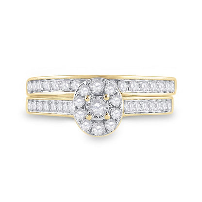 10k Yellow Gold Round Diamond Bridal Wedding Ring Set 1/2 Cttw