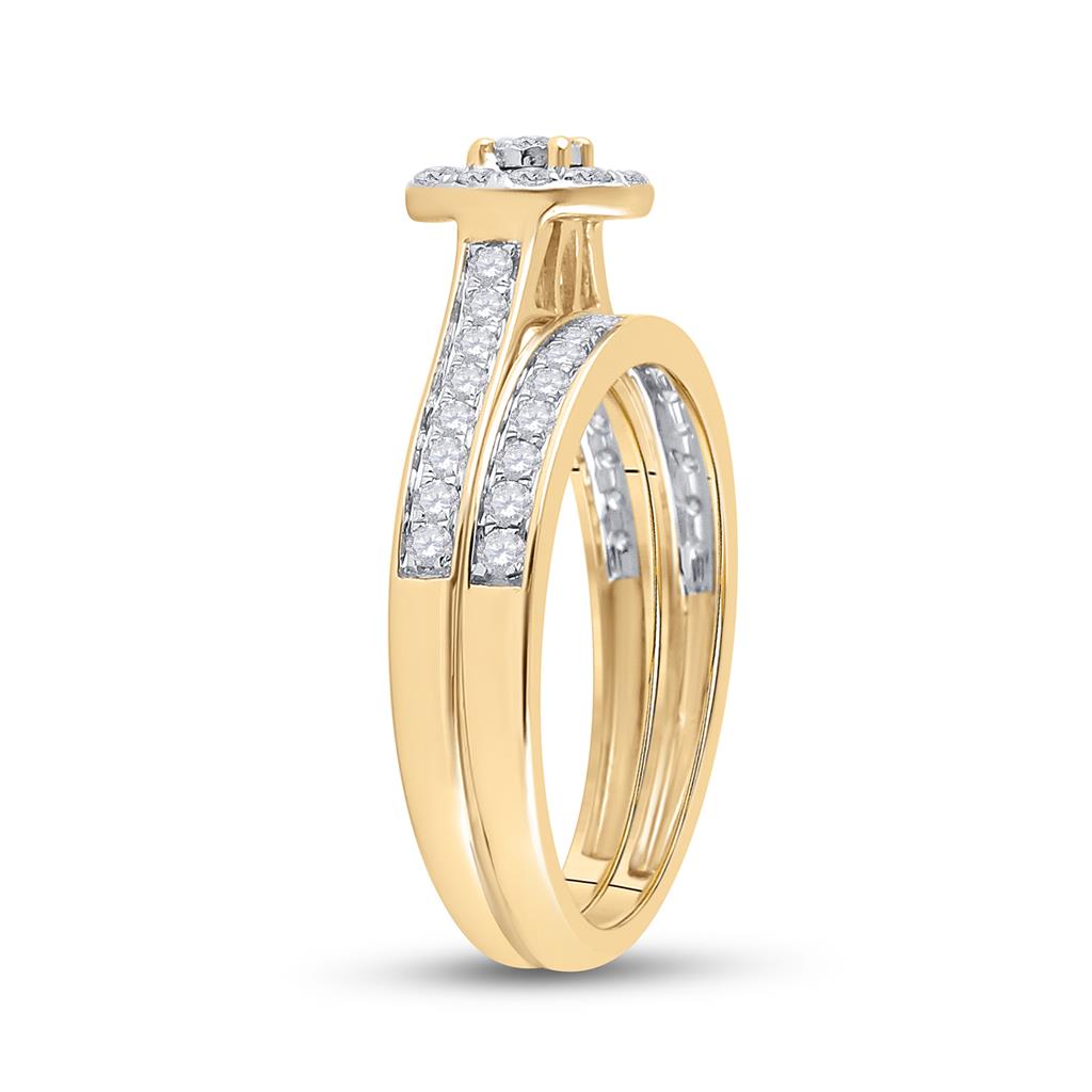 10k Yellow Gold Round Diamond Bridal Wedding Ring Set 1/2 Cttw