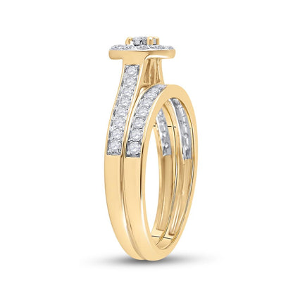 10k Yellow Gold Round Diamond Bridal Wedding Ring Set 1/2 Cttw
