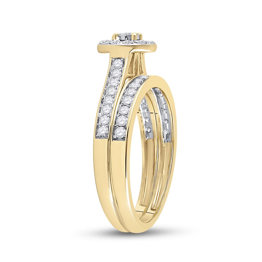 10k Yellow Gold Round Diamond Bridal Wedding Ring Set 1/2 Cttw