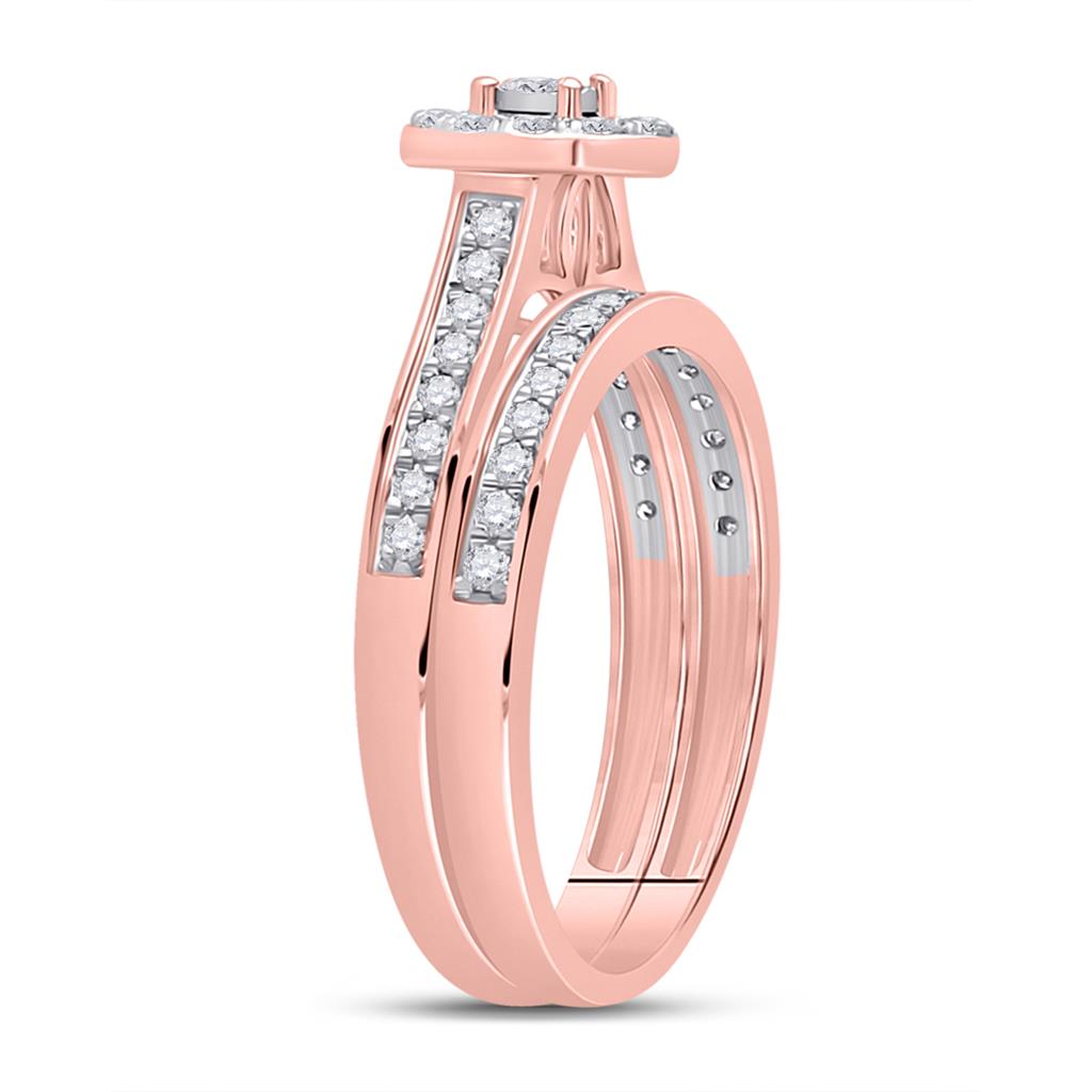 10k Rose Gold Round Diamond Bridal Wedding Ring Set 1/2 Cttw