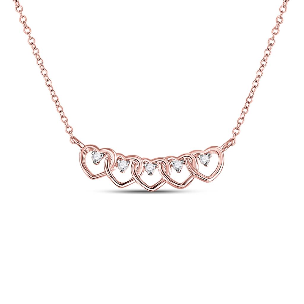 14k Rose Gold Round Diamond Heart Necklace 1/20 Cttw