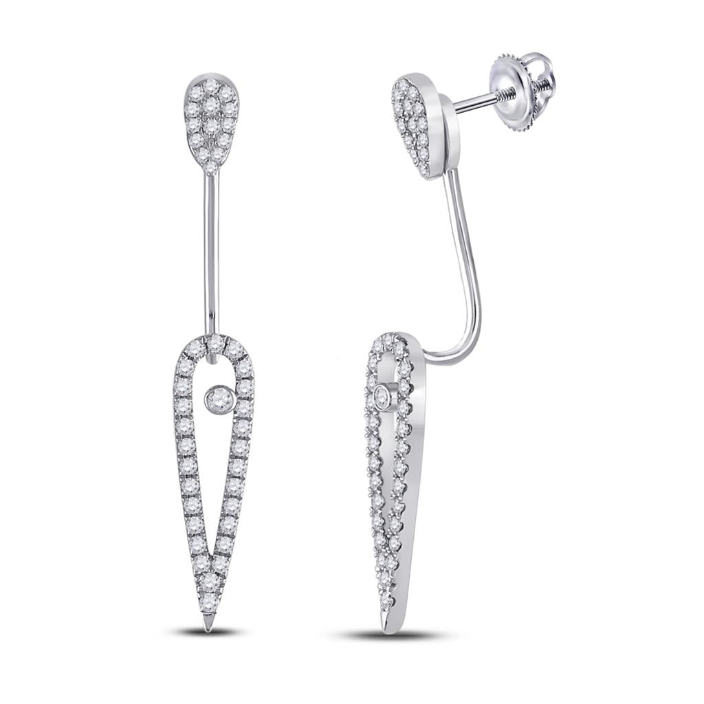 14k White Gold Round Diamond Fashion Earrings 1/2 Cttw