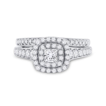 14k Two-tone Gold Princess Diamond Bridal Wedding Ring Set 1 Cttw (Certified)