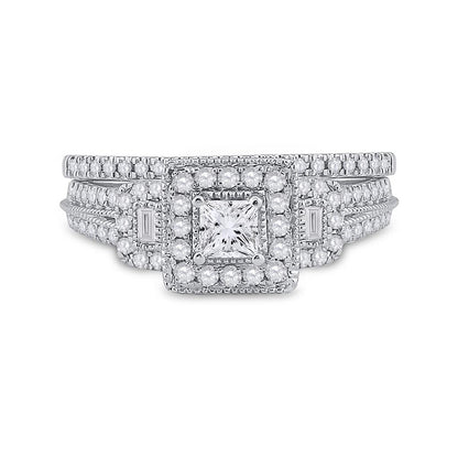 14k Two-tone Gold Princess Diamond Bridal Wedding Ring Set 1 Cttw (Certified)