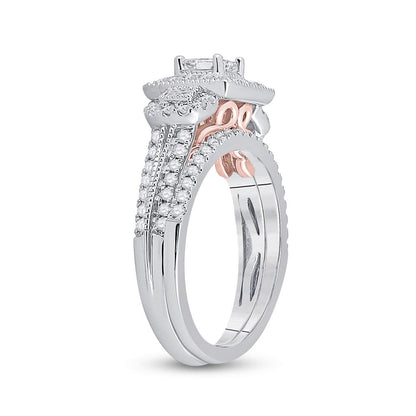 14k Two-tone Gold Princess Diamond Bridal Wedding Ring Set 1 Cttw (Certified)