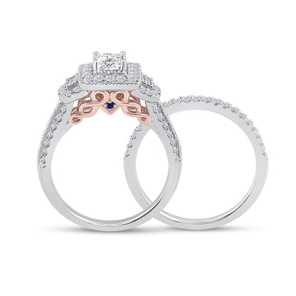 14k Two-tone Gold Princess Diamond Bridal Wedding Ring Set 1 Cttw (Certified)