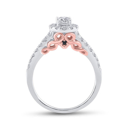 14k Two-tone Gold Round Diamond Bridal Wedding Ring Set 1 Cttw (Certified)